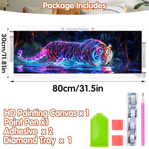 SKRYUIE 5D Large Diamond Painting Kits Tiger - DIY Diamond Art Kits for Adults Animal, Full Round Drill - Crystal Embroidery Cross Stitch - Craft for Wall & Office Decor - 12x30 inch / 30x80 cm C17 - color: colorful-3