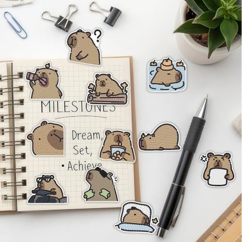 16 Pcs Capybara Diamond Painting Magnets Kits Diamond Art Fridge Magnet Refrigerator Sticker Diamond Painting kit for Beginners Adults DIY Art Craft Gifts Home Decors - color: Capybara