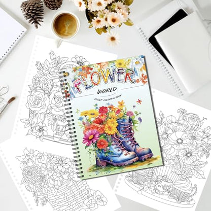 Kalysky 3 Coloring Books for Adults: Flower World, Universe, Fairy Homes - color: Whimsical Universe