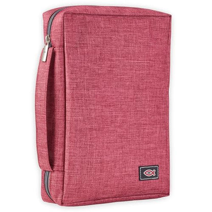 Christian Art Gifts Men/Women's Bible Cover Jesus Fish, Red Canvas, Medium - color: Red/Jesus Fish, size: Medium