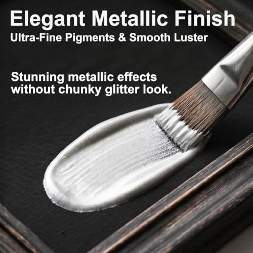 YULL 7.6 oz/225 ml Metallic Silver Acrylic Paint Tubes, Thick Opaque Waterproof Silver Acrylic Paint for Wood/Canvas/Metal/Plastic/Furniture, Non-Toxic Water-Based Washable Indoor/Outdoor Craft Paints - color: Silver (Metallic)