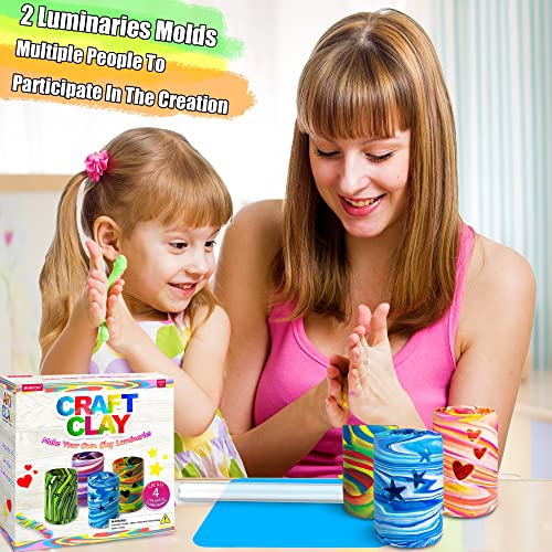 MHMYDIS Make Your Own Clay Luminaries - Arts and Crafts kit for Boys Girls and Teens Age 6 7 8 9 10 11 12 Year Old and up - Creative Clay Lantern Toys for 8-12 Year Olds - size: Large