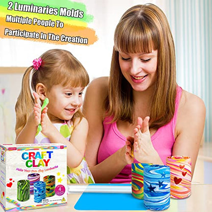 MHMYDIS Make Your Own Clay Luminaries - Arts and Crafts kit for Boys Girls and Teens Age 6 7 8 9 10 11 12 Year Old and up - Creative Clay Lantern Toys for 8-12 Year Olds - size: Large