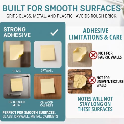 Sticky Notes 3x3, 24 Pads/2400 Sheets, Strong Self-Adhesive Note Pads | 3x3 Sticky Notes Pad, Repositionable, Removes Cleanly, Smooth Thick Paper, Ideal for Home, Office & School - color: Yellow