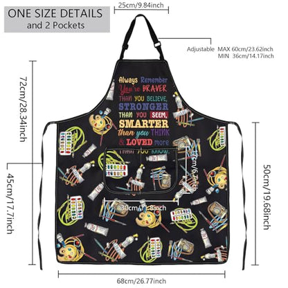 MBMSO Painting Artist Apron with Pockets Artist Painter Gifts Art Lover Gift for Art Teacher Student Painter Apron Waterproof - color: Braver Art Apron-b2