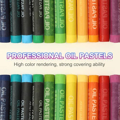 PATIKIL Cobalt Blue Oil Pastels, 24Pcs Soft Oil Crayons Creamy Pastels Stick Art Supplies for Art Painting Drawing Blending Graffiti for Drawing Beginners Artists - color: Cobalt Blue