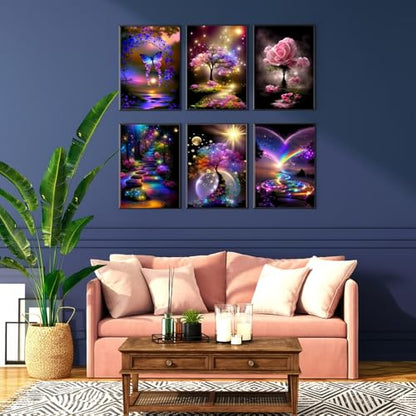 6 Pack Butterfly Flower Diamond Art Kits for Adults, 5D Diamond Art Sets - color: KM693+694+695+696+697+698-1