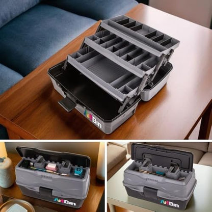 ArtBin 3-Tray Art Supply Box Versatile Organizer for Brushes, Paints, Stamps, and More - Durable Hard Plastic, Secure Closure, Portable with Top Trays and Dividers - style: Three Tray