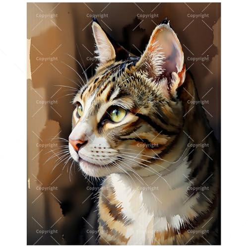 Animal Paint by Numbers Kit for Adults - DIY Tabby Cat Portrait Painting on Canvas 16x20 Inches, Acrylic Paint Set, Suitable for Beginners, Ideal for Home Decoration or Gifts - color: TCXY06242, size: 16X20IN Folded
