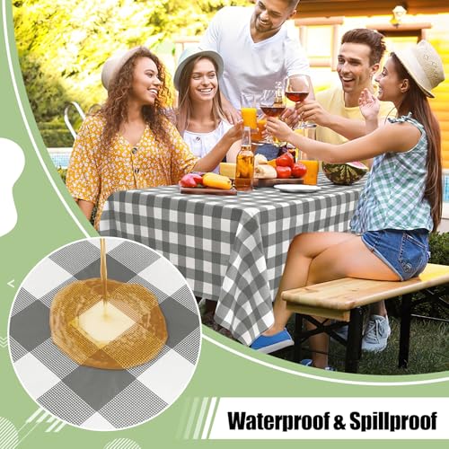 4 Packs Buffalo Disposable Table Cloth, 54 x 108 Inch Waterproof Plastic Tablecloth, Rectangle Grey and White Checkered Table Covers for Picnic, Birthday, Party, Back to School - color: Grey and White, size: 54" x 108" - 4 Pack