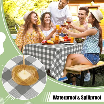 4 Packs Buffalo Disposable Table Cloth, 54 x 108 Inch Waterproof Plastic Tablecloth, Rectangle Grey and White Checkered Table Covers for Picnic, Birthday, Party, Back to School - color: Grey and White, size: 54" x 108" - 4 Pack
