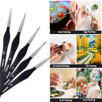 5PC Miniature Detail Paint Brushes Set for Fine Detailing, Black - color: Black, size: 5