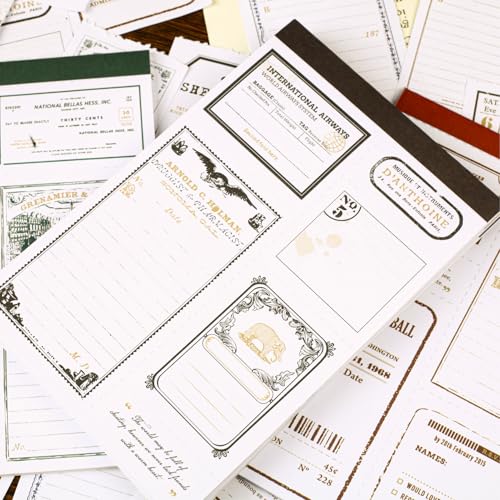 Alideco 180pcs Vintage Simple English Frame Scrapbooking Paper for Journaling Supplies, Decorative Craft Paper for Junk Journals (xinjian) - color: xinjian