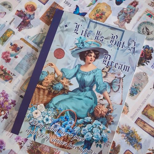 Pre-Cut Vintage Stickers for Journaling, 550+ Washi Sticker Book for Scrapbooking Ephemera for Junk Journal Supplies, Aesthetic Butterfly Flower Label Scrapbook Stickers for Adults DIY Arts Crafts - color: Life is a Dream