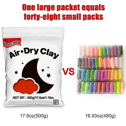 ifergoo 500g Red Air Dry Clay, 1.1LBS DIY Creative Modeling Clay for Kids | Refill Foam Magic Clay for School Art & Craft Project, Slime Supplies, Ultra-light & Soft, Gift for Age 3-12 Boys & Girls - color: Red/500g