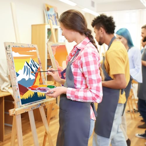 Zhanmai 88 Pcs 8 x 10 Inch Pre Drawn Canvas for Painting Kit Pre Stretched Canvas for Sip and Paint Party Favor Coloring DIY Virtual Party Birthday Gifts Adult's Date Night(Natural Scenery) - style: Natural Scenery