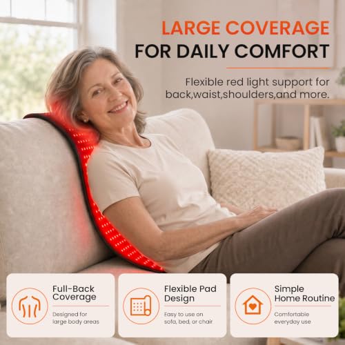 33" x 14" Red Light Therapy Mat for Body Pain Relief, 320 LEDs, 45W | 660nm&850nm Large Infrared Light Therapy Pad for Home Use, Easy-Clean Design, 4 Modes, 5 Intensity Levels, 10-90 Min Timer