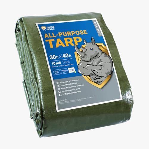 GUARD SHIELD Heavy Duty Tarp 30x40 Feet Green Multi Purpose Thick Waterproof Poly Tarp Cover 10mil - color: Green, size: 30x40