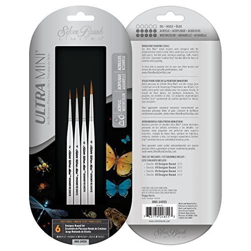 Silver Brush Limited Ultra Mini Ultimate Round Paintbrush Set, 4pc - color: Designer Round Set, size: 4 Pc
