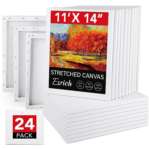 ESRICH 11x14 Canvases for Painting, 24 Pack Blank White Canvases for Painting - Cotton Paint Canvases for Oil, Acrylic & Watercolor Paint. - size: 11x14in-24Pack