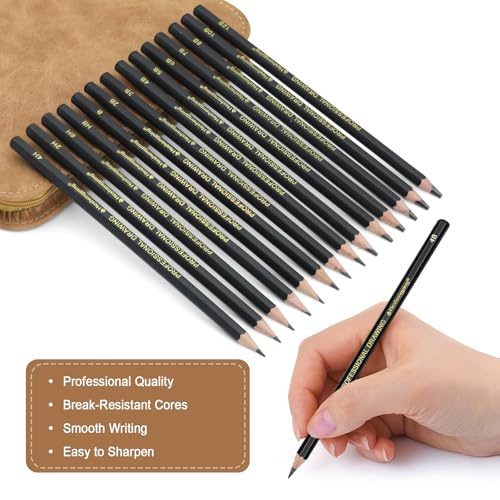 Heshengping, Sketching and Drawing Pencils Set 26pcs, Art Supplies Drawing pencil Kit,Graphite Charcoal Professional Pencils Set, Adults Beginners Artist - style: 26 Pack Sketching Pencils Brown