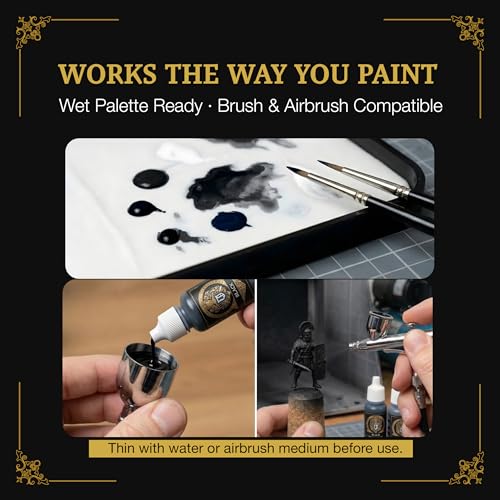 Ludus Bellum Miniature Paint Black Color 18ml Dropper Bottle, Professional Acrylic Paint for Miniatures & Models, Provides Quality Acrylic Tones and Shades for Warhammer 40K D&D Figures - color: Black