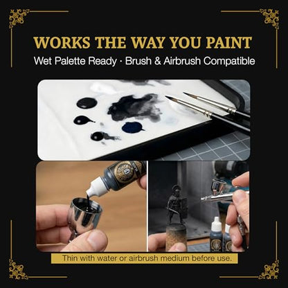 Ludus Bellum Miniature Paint Black Color 18ml Precision Dropper Bottle | Professional Acrylic Paint for Miniatures & Models, Provides Quality Acrylic Tones and Shades for Warhammer 40K D&D Figures - color: Black