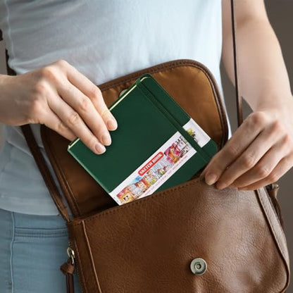 5x5 Pocket Sketch Book,80gsm Hardcover Art Sketchbook for Drawing Journal - color: PU Cover-5x5in-Dark Green