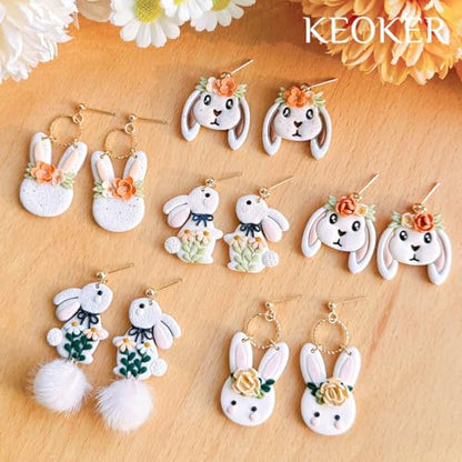 KEOKER Polymer Clay Earring Cutters Easter, 11 Shapes Easter Bunny Clay Cutters for Polymer Clay Jewelry - color: Easter clay cutters B
