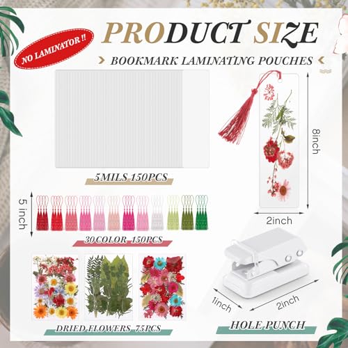 Fuyoooo 376 Pcs Pressed Flower Bookmark Kit,Rainbow Color,2 x 8 Inch - color: Rainbow Color, size: 2 x 8 Inch