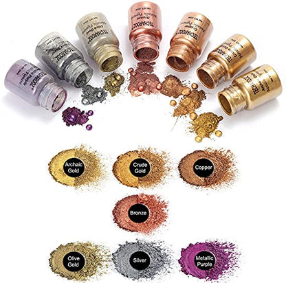 TECHAROOZ Metallic Pigment Powder, 7x20ml Fine Metal Dye for Epoxy Resin, UV Resin, Countertops, Soap Making, Candles DIY Acrylic Paints & Other Craft - color: Metallic Mica Set
