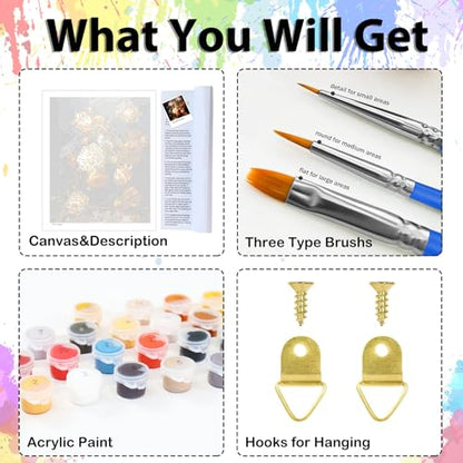 Paint by Numbers Kit for Adults, Paint by Numbers Kit for Adults 16x20 Inch - color: Retro Flower