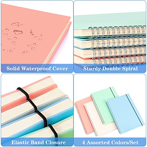 Spiral Notebook, Dotted Journal Notebook, 4 Pack Large B5 Dot Grid Notebook for Journaling, 560 Thick Paper Dot Journal for Bullet, Work, School, 24pcs Index Tabs, Assorted Pastel Notebook, 8" x 10" - size: 8" x 10", style: Dotted