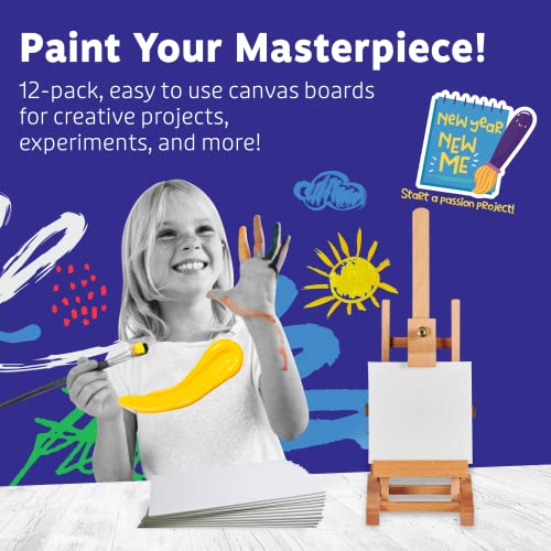 Artlicious Small Canvases for Painting - Pack of 12, 5 x 5 Inch Blank White Canvas Boards - 100% Cotton Art Panels Mini Canvas Bulk for Oil, Acrylic & Watercolor Small Canvas for Painting - size: 5x5" - 12Pcs