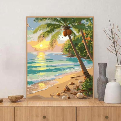 ZRIZQ Beach Paint by Numbers Kit for Adults Beginner,Landscape,16x20 | Full set with rich paints,wooden brushes,rolled canvas.Calming activity.Beginner friendly.Just open and paint. - color: 16"X20"Rolled Canvas-Landscape 11