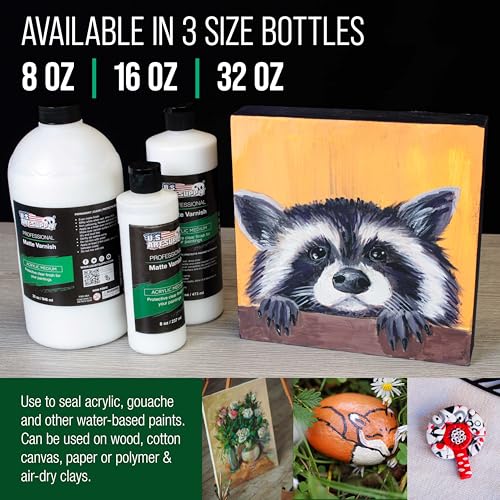 U.S. Art Supply 16 oz Matte Acrylic Varnish for Acrylic Painting - size: 16-ounces