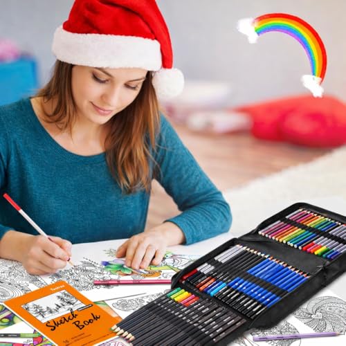 Taotree 81 Pack Art Supplies for Adults, Pro Art Kit Drawing Pencils Set | Drawing Supplies Sketching Kit Sketch Book, Colored Graphite, Watercolor, Metallic, Charcoal Pencils Sketch Set for Artists