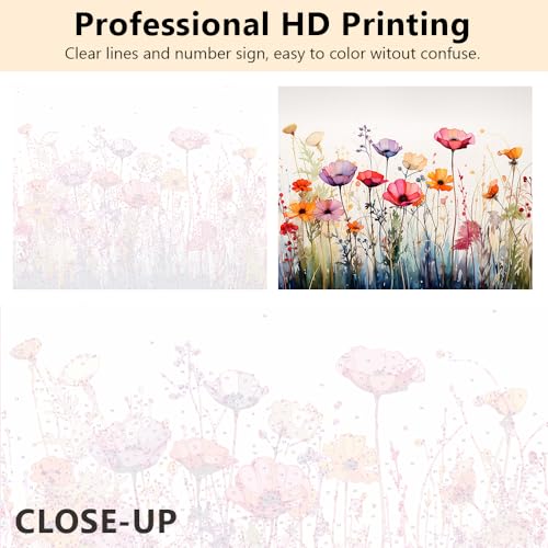 TUMOVO Colorful Flower Field Paint by Numbers for Adults - color: Blume