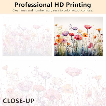TUMOVO Colorful Flower Field Paint by Numbers for Adults - color: Blume