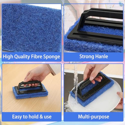 ZLY Screen Printing Scrub Pad,Screen Print Ink Scrub Brush with Handle,3PCS | Screen Print Accessories Supplies for Painting Reclaiming Mesh Frames Silkscreen Ink Remover,Red Green Blue Color