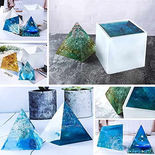 1pc Super Pyramid Silicone Mould Resin Craft Jewelry Crystal Mold Large Pyramid Resin Casting Silicone Jewelry Molds for Paperweight for Home Decoration Office Desk,15.7cm/6 inch +Plastic Frame | Epoxy Resin Casting Mold with Plastic Frame for Orgonite, P