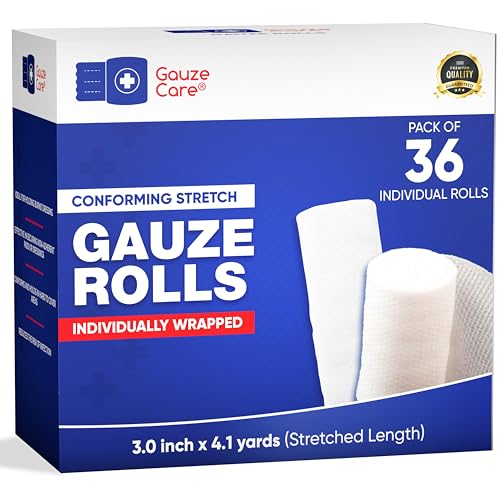Gauze Rolls 3 inch 36 Rolls – Premium Quality Lint and Latex-Free Rolled Gauze 3 inches x 4.1 Yards - Conforming Stretch Bandages Designed for Effective Wound Care & Comfort - size: 3 Inch - 36 Rolls