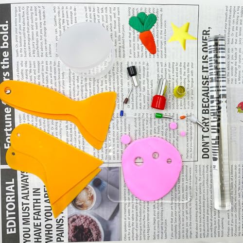 14PCS Polymer Clay Tool Set Acrylic Rod Clay Rolling Pin with Acrylic Sheet Backing Board Plastic Clay Scraper Circle Shape Cutter for Pottery Polymer Clay Shaping Sculpting DIY Craft