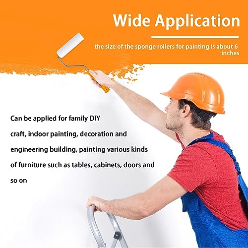 8 Pieces 6 inch Foam Paint Roller Cover with 2 Frame Set | High Density Foam Paint Roller Covers, Mini Paint Roller Kit for Painting Walls, Ceilings, Cabinets, Cupboards, Doors - size: 6",8pcs