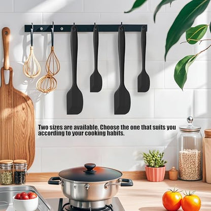 4 PCS Silicone Spatula,Rubber Spatula with Stainless Steel Core11 Inch Non-scratch Baking Cooking 8Inch Spatula Set Flexible Heat Resistant (Black) - color: large&mini