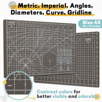 Self Healing Cutting Mat 18" x 12", A3 Double-Sided for Sewing & Quilting - color: Espresso Brown, size: A3:18‘’x12‘’