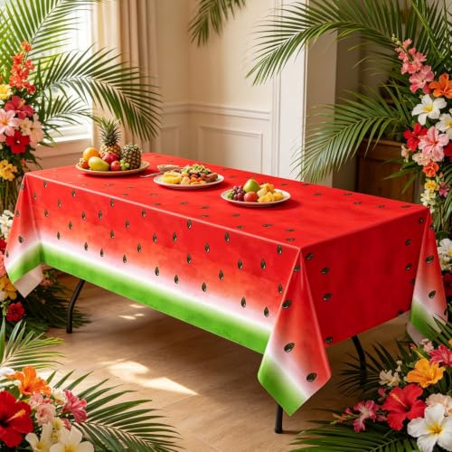LKITMIUT 4 Pack Watermelon Party Tablecloth Watermelons Table Cover One in A Melon Plastic Table Cloth Watermelons Theme Tablecloth Watermelon Birthday Party Supplies Fruit Theme Decor 86 x 51 Inch