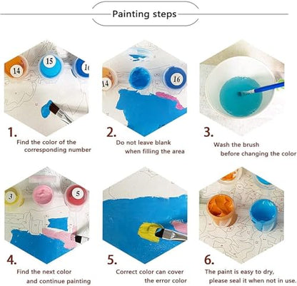 4 Pack Highland cattle Paint by Numbers kit for Adults and Kids | Cow Painting by Number Kits On Canvas, Number Artist DIY Oil Painting Acrylic Paints, Home Wall Decor 10x10in