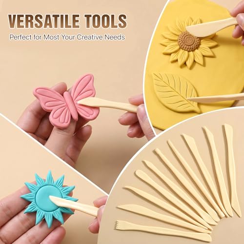Lainballow 100 Pcs Clay Tools Kit, Plastic Pottery Tools, Clay Sculpting Tools, Double Ended Clay Carving Tools, Modeling Clay Tools Bulk for Carving Shaping Embossing for Beginners Hobbyists Artists