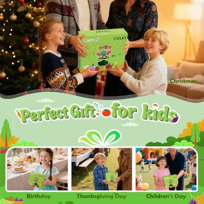 Aestd-ST Air Dry Clay Kit - Vegetable Theme, Modeling Clay for Kids | DIY Magic Clay with Tools and Tutorials, 12 Boxes Molding Clay, Ultra Light, Soft & Non-Sticky, Arts and Crafts Gift for Kids - color: Vegetable Theme